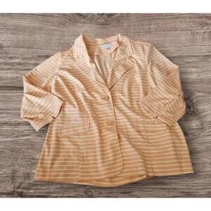 Designer women 2x 2xl clothes peach striped jacket coat thin sweater suit blazer